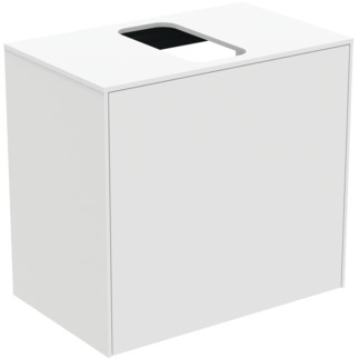 Picture of IDEAL STANDARD Conca 60cm wall hung short projection washbasin unit with 1 external drawer & 1 internal drawer, centre cutout, matt white #T3934Y1 - Matt White