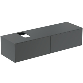 Picture of IDEAL STANDARD Conca 160cm wall hung washbasin unit with 2 drawers, bespoke cutout, matt anthracite #T3983Y2 - Matt Anthracite