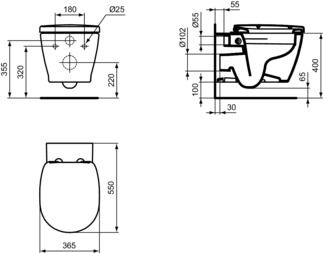 IDEAL STANDARD CONNECT - Wand-WC Paket 365x550x385 mm in weiß glänzend, CL1 Vollspülung 4.5 - 6 l/min, horizontaler Ablauf - CL1, CL2, Randlos, SoftClosing WC #K296001 - Weiß (Alpin), Bild 8