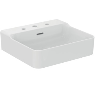 IDEAL STANDARD Conca washbasin 500x450mm, polished, with 3 tap holes, with overflow hole (slotted) #T3813MA - White (Alpine) with Ideal Plus resmi