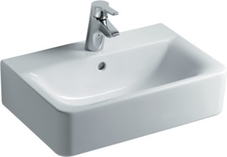 IDEAL STANDARD Connect washbasin 550x375mm, with 1 tap hole, with overflow hole (round) #E714001 - White (Alpine) resmi