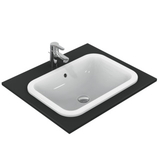 IDEAL STANDARD Connect Einbauwaschtisch 580x410mm, ohne Hahnloch, mit Überlaufloch (rund) _ Weiß (Alpin) mit Ideal Plus #E5059MA - Weiß (Alpin) mit Ideal Plus