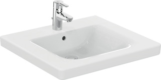 IDEAL STANDARD Connect Freedom washbasin 600x555mm, with 1 tap hole, with overflow hole (round) #E5482MA - White (Alpine) with Ideal Plus resmi