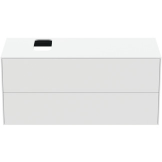 Bild von IDEAL STANDARD Conca Waschtischunterschrank 1202x505mm, mit 2 Push-Open (Softclose-Einzug) Auszügen, mit Waschtischplatte #T3944Y1 - Weiß matt