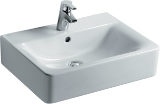 IDEAL STANDARD Connect washbasin 550x460mm, with 1 tap hole, with overflow hole (round) #E713901 - White (Alpine) resmi