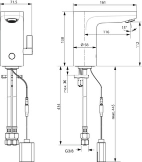 IDEAL STANDARD Ceraplus sensor basin mixer, projection 116mm #A6145AA - chrome resmi