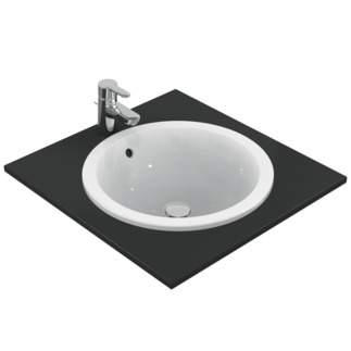 IDEAL STANDARD Connect Einbauwaschtisch 480x480mm, ohne Hahnloch, mit Überlaufloch (rund) _ Weiß (Alpin) mit Ideal Plus #E5053MA - Weiß (Alpin) mit Ideal Plus