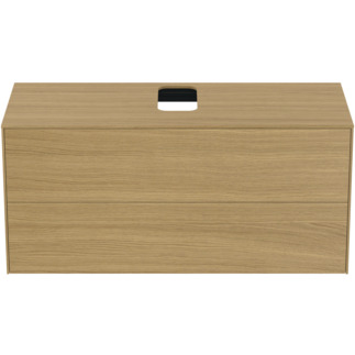 Picture of IDEAL STANDARD Conca 120cm wall hung washbasin unit with 2 drawers, centre cutout, light oak #T3943Y6 - Light Oak