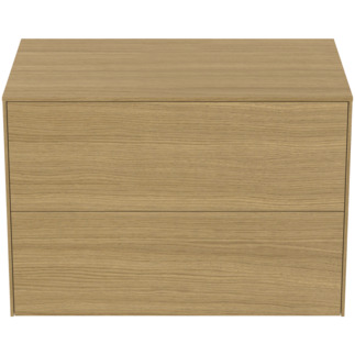 Picture of IDEAL STANDARD Conca 80cm wall hung washbasin unit with 2 drawers, no cutout, light oak #T4322Y6 - Light Oak
