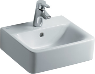 IDEAL STANDARD Connect wash-hand basin 400x360mm, with 1 tap hole, with overflow hole (round) #E7137MA - White (Alpine) with Ideal Plus resmi