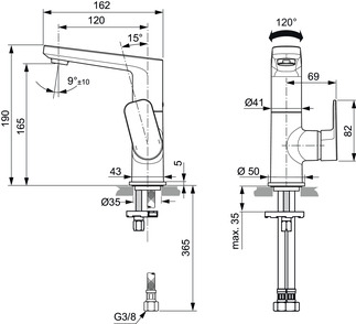 εικόνα του IDEAL STANDARD Tonic II basin mixer without pop-up waste, high spout, 120 mm projection #A6476AA - chrome