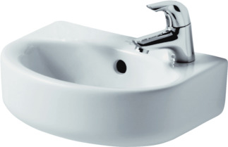 Зображення з  IDEAL STANDARD Connect wash-hand basin 350x260mm, with 1 tap hole, with overflow hole (round) #E791301 - White (Alpine)