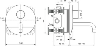 IDEAL STANDARD Ceraplus concealed sensor basin mixer, projection 150mm #A6150AA - chrome resmi