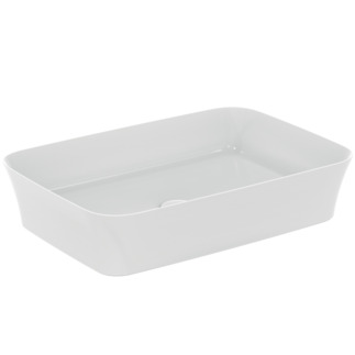 IDEAL STANDARD Ipalyss 55cm rectangular vessel washbasin without overflow including waste, silk white #E2076V1 - White Silk resmi