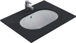 Зображення з  IDEAL STANDARD Connect undermount washbasin 620x410mm, without tap hole, with overflow hole (round) #E505001 - White (Alpine)