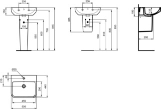 IDEAL STANDARD i.life B Waschtisch 500x440mm, mit 1 Hahnloch, mit Überlaufloch (rund) _ Weiß (Alpin) mit Ideal Plus #T4609MA - Weiß (Alpin) mit Ideal Plus, Bild 5
