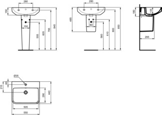 IDEAL STANDARD i.life B Waschtisch 550x440mm, mit 1 Hahnloch, mit Überlaufloch (rund) _ Weiß (Alpin) mit Ideal Plus #T4608MA - Weiß (Alpin) mit Ideal Plus, Bild 5