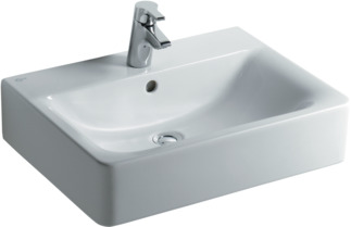 IDEAL STANDARD Connect washbasin 600x460mm, with 1 tap hole, with overflow hole (round) #E7141MA - White (Alpine) with Ideal Plus resmi