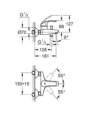 Picture of GROHE Eurosmart Standard single-lever bath mixer, 1/2″ #33300002 - chrome