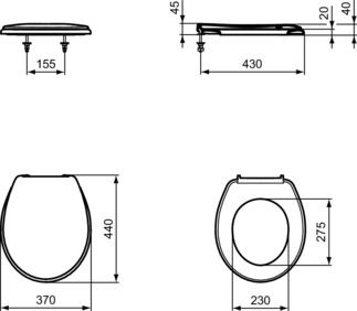 IDEAL STANDARD SAN REMO - Sandwich Sitz 370x440x45 mm in weiß glänzend #K705301 - Weiß (Alpin), Bild 7