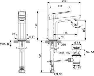 Зображення з  IDEAL STANDARD Tonic II basin mixer, projection 126mm #A6326AA - chrome