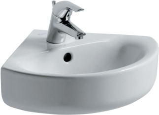 IDEAL STANDARD Connect Handwaschbecken 480x440mm, mit 1 Hahnloch, mit Überlaufloch (rund) _ Weiß (Alpin) mit Ideal Plus #E7136MA - Weiß (Alpin) mit Ideal Plus