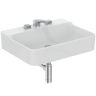Зображення з  IDEAL STANDARD Conca washbasin 600x450mm, with 3 tap holes, without overflow _ White (Alpine) with Ideal Plus #T3791MA - White (Alpine) with Ideal Plus