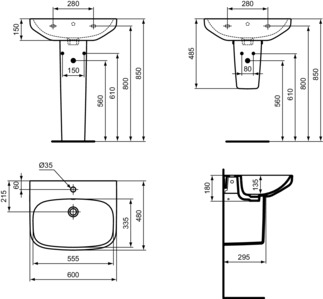 IDEAL STANDARD I.LIFE A - Standsäule 185x168x705 mm in weiß glänzend #T451801 - Weiß (Alpin), Bild 7