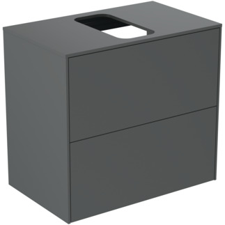 Зображення з  IDEAL STANDARD Conca 60cm wall hung short projection washbasin unit with 2 drawers, centre cutout, matt anthracite #T3946Y2 - Matt Anthracite