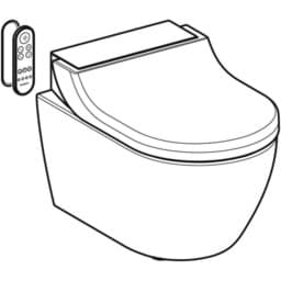 Bild von GEBERIT AquaClean Tuma Comfort WC-Komplettanlage Wand-WC #146.290.FW.1 - WC-Keramik: weiß / KeraTect Designabdeckung: Edelstahl gebürstet