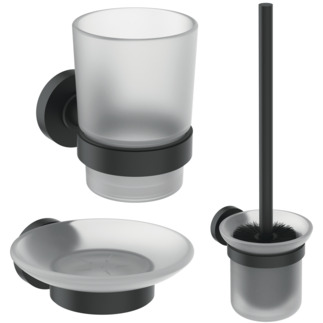 Picture of IDEAL STANDARD IOM tooth brush holder, soap dish & toilet brush bundle #A9245XG - Silk Black