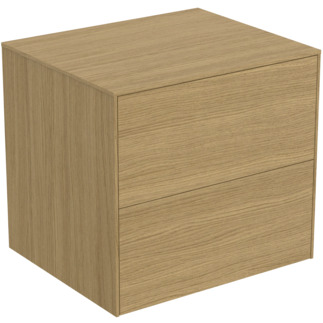 Picture of IDEAL STANDARD Conca 60cm wall hung washbasin unit with 2 drawers, no cutout, light oak #T4321Y6 - Light Oak