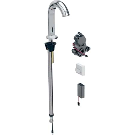 Picture of GEBERIT Piave washbasin tap, free-standing, battery-operated, for concealed function box #116.188.21.1 - high-gloss chrome-plated