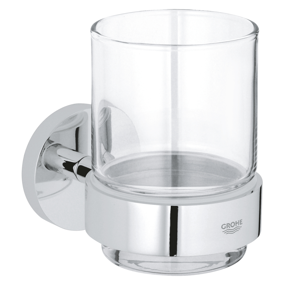 Picture of GROHE Essentials Crystal glass with holder Chrome #40447001