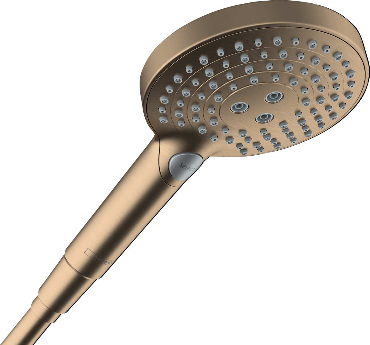 Зображення з  HANSGROHE Raindance Select S Hand shower 120 3jet PowderRain #26014140 - Brushed Bronze