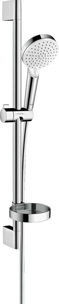 Зображення з  HANSGROHE Crometta Shower set 100 Vario with shower bar 65 cm and soap dish #26553400 - White/Chrome
