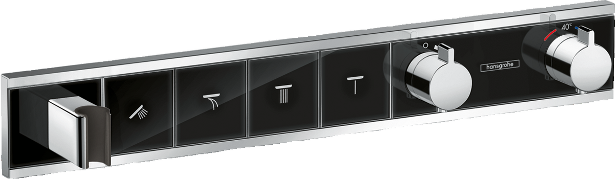 Bild von HANSGROHE RainSelect Thermostat Unterputz für 4 Verbraucher mit integriertem Brausehalter #15357600 - Schwarz/Chrom