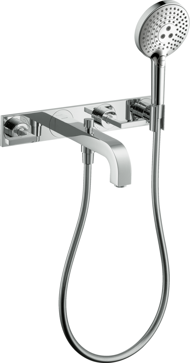 Зображення з  HANSGROHE AXOR Citterio 3-hole bath mixer for concealed installation wall-mounted with lever handles and plate #39442000 - Chrome