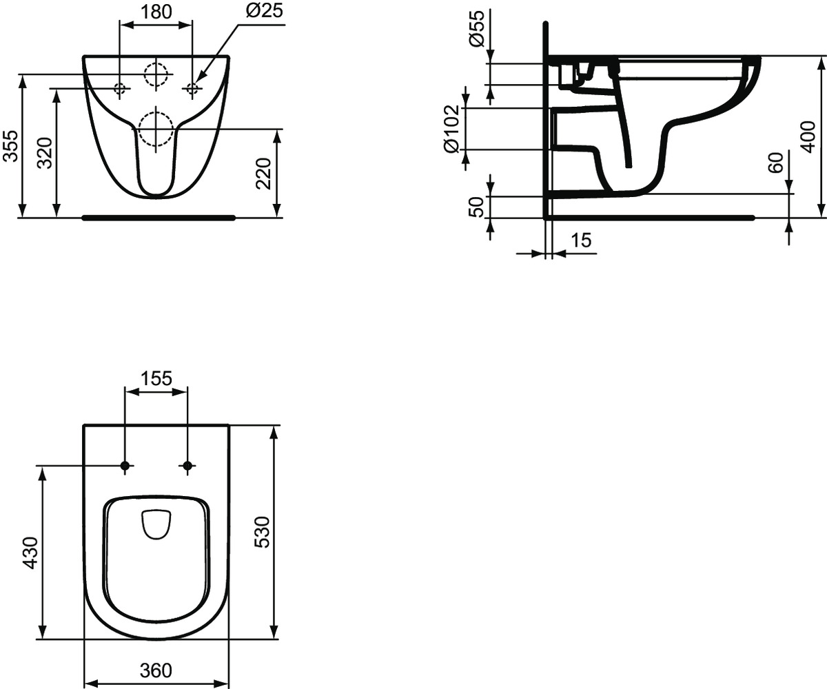 Зображення з  IDEAL STANDARD Eurovit Plus wall-hung WC without flush rim White (Alpine) T041501