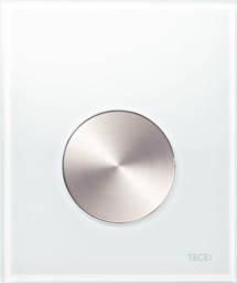 Bild von TECE TECEloop Urinal-Betätigungsplatte mit Kartusche Glas weiß glänzend, Taste Edelstahloptik rundgebürstet (mit Anti-Fingerprint) #9242661