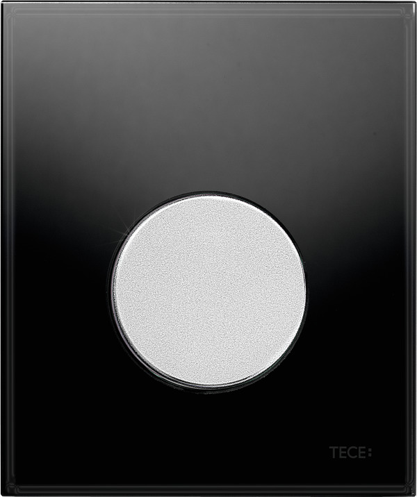 Picture of TECE TECEloop urinal flush plate incl. cartridge polished black glass, matt chrome button #9242655