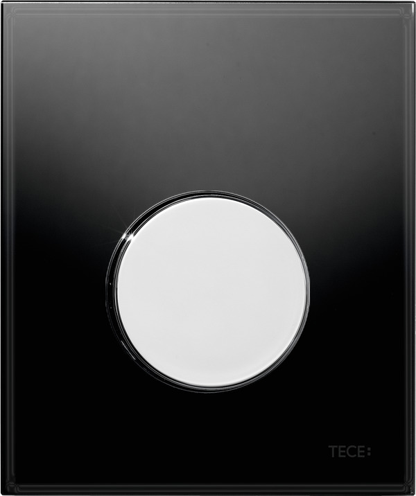 Picture of TECE TECEloop urinal flush plate incl. cartridge polished black glass, bright chrome button #9242656