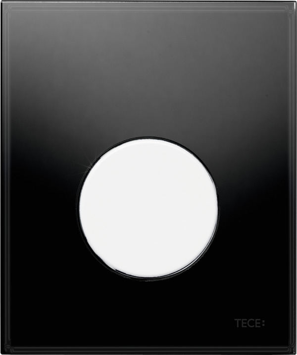 Picture of TECE TECEloop urinal flush plate incl. cartridge polished black glass, polished white button #9242654