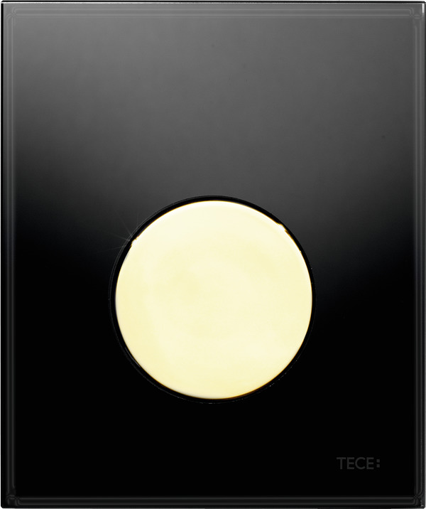 Picture of TECE TECEloop urinal flush plate incl. cartridge black glass, gold button 9242658