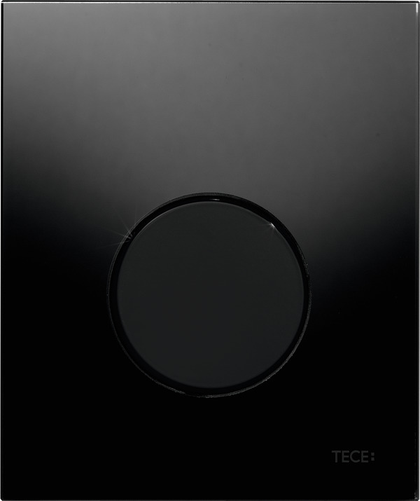 Picture of TECE TECEloop urinal flush plate incl. cartridge polished black glass, polished black button #9242657