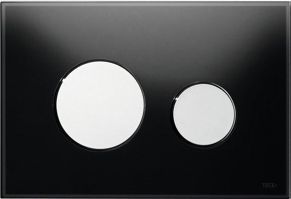 Picture of TECE TECEloop toilet flush plate polished black glass, bright chrome buttons dual-flush system #9240656