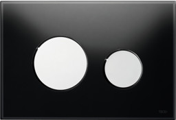 εικόνα του TECE TECEloop toilet flush plate polished black glass, bright chrome buttons dual-flush system #9240656