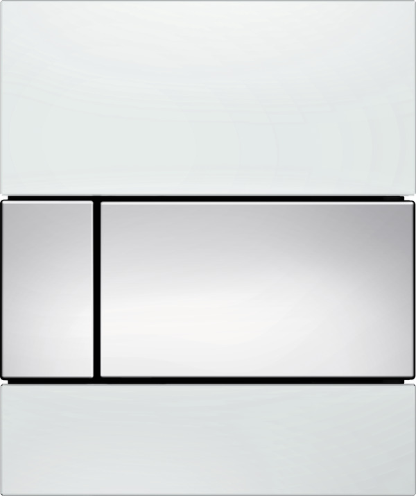 Зображення з  TECE TECEsquare, панель змиву для пісуару з картриджем, біле скло, хром глянцеві клавіші #9242802