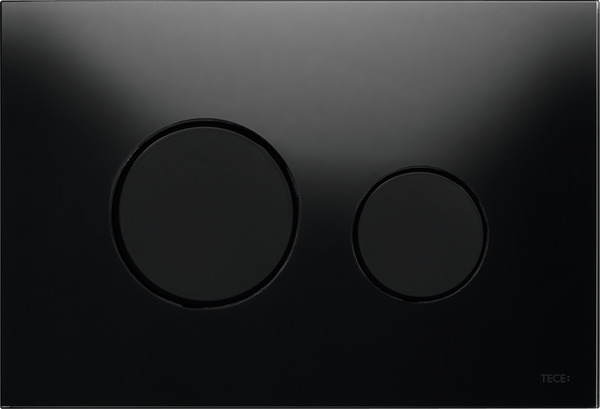 Зображення з  TECE TECEloop, панель змиву для унітазу для системи подвійного змиву, чорне скло, чорні клавіші #9240657
