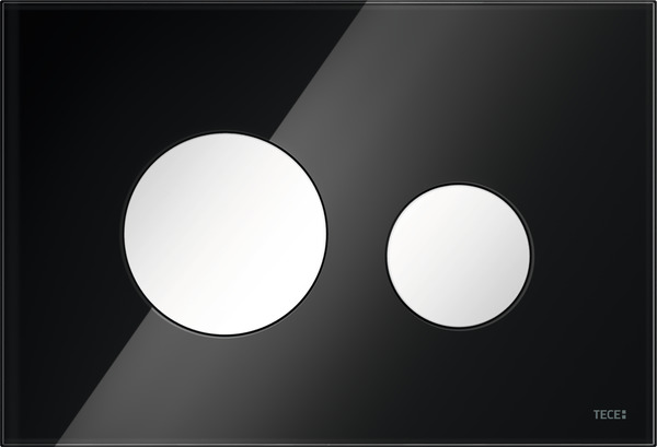 Зображення з  TECE TECEloop, панель змиву для унітазу для системи подвійного змиву, чорне скло, білі клавіші #9240654